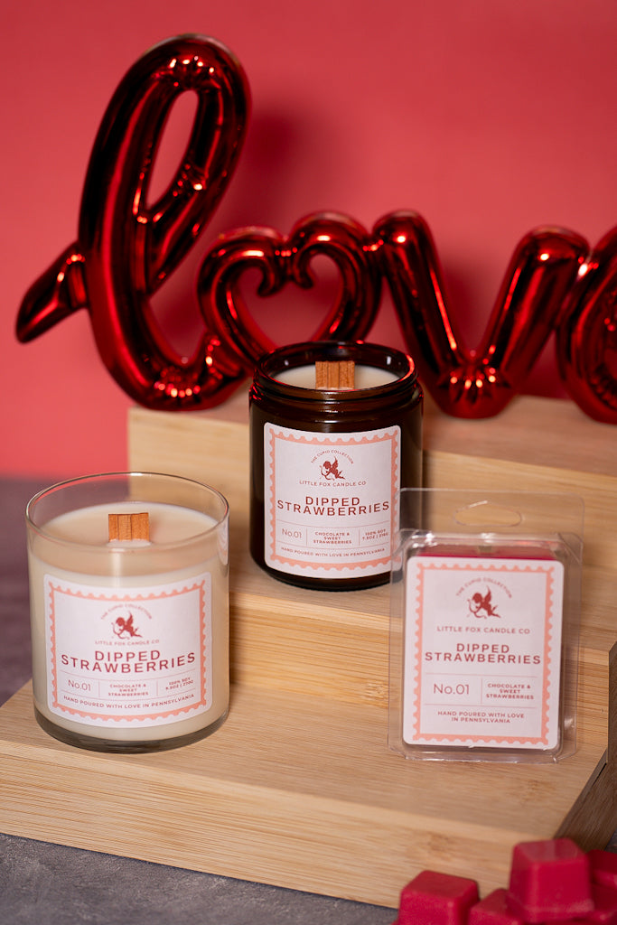 Dipped Strawberries Wooden Wick Candle