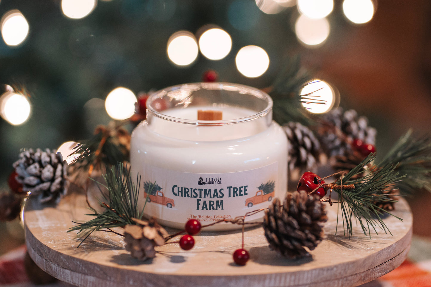Christmas Tree Farm Wooden Wick Candle