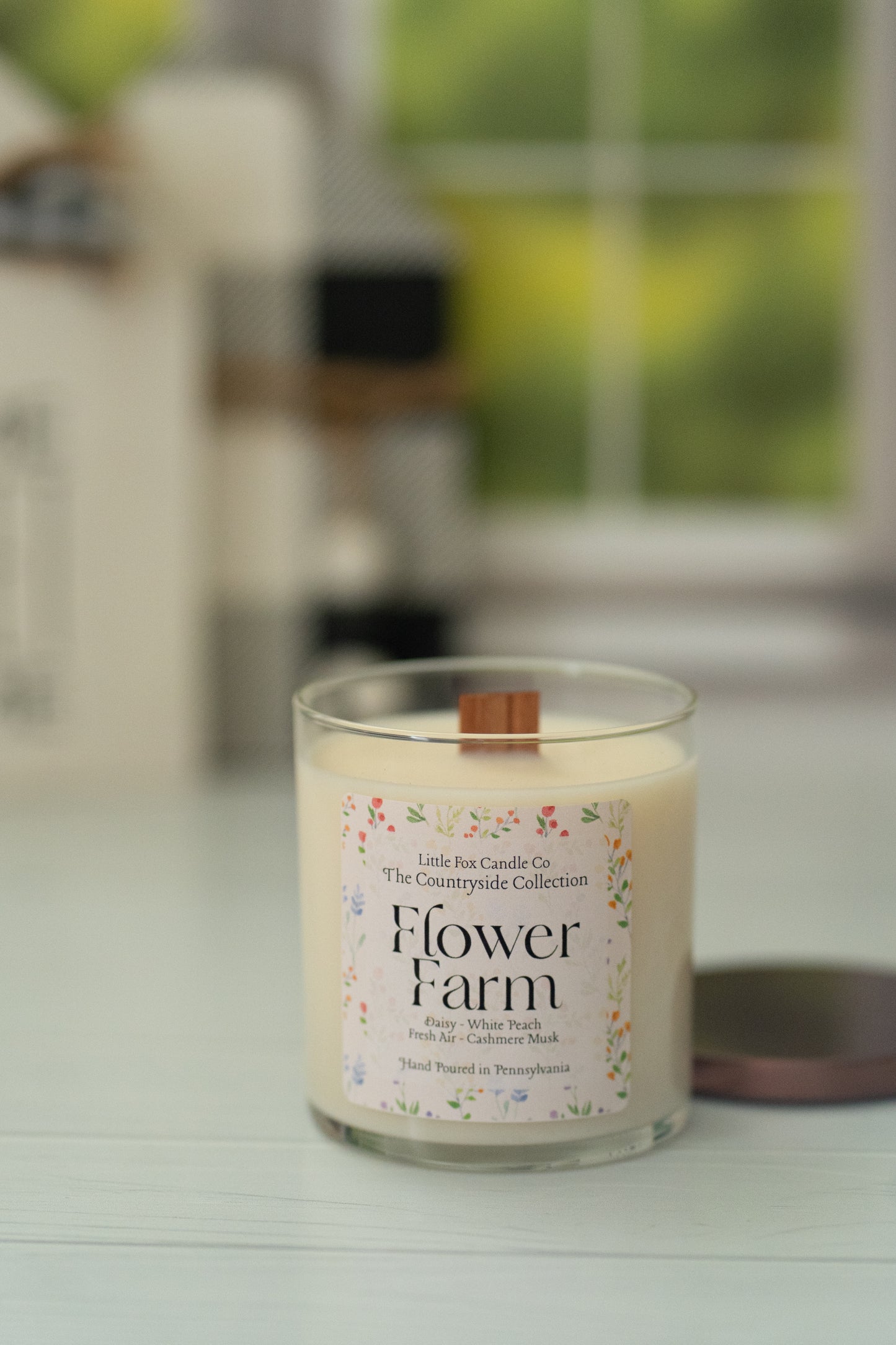 Flower Farm Wooden Wick Candle