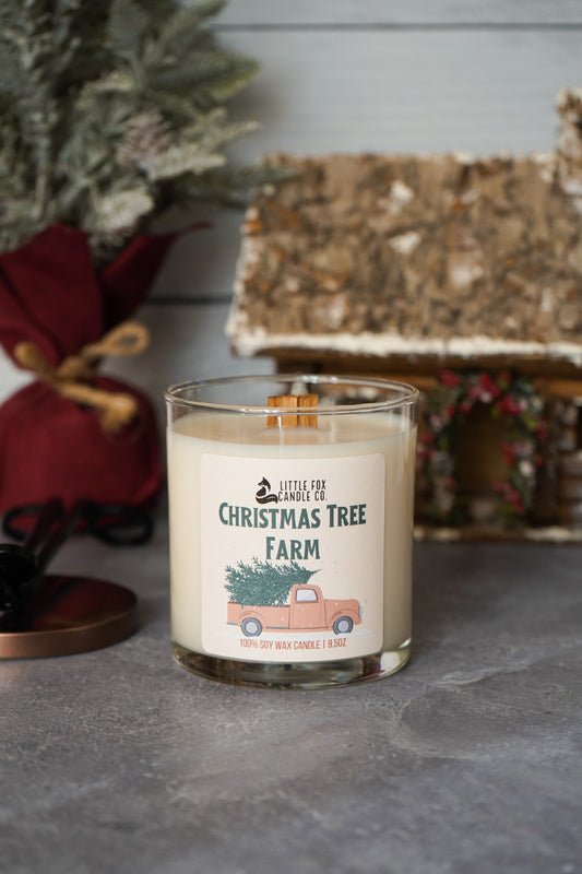 Christmas Tree Farm Wooden Wick Candle