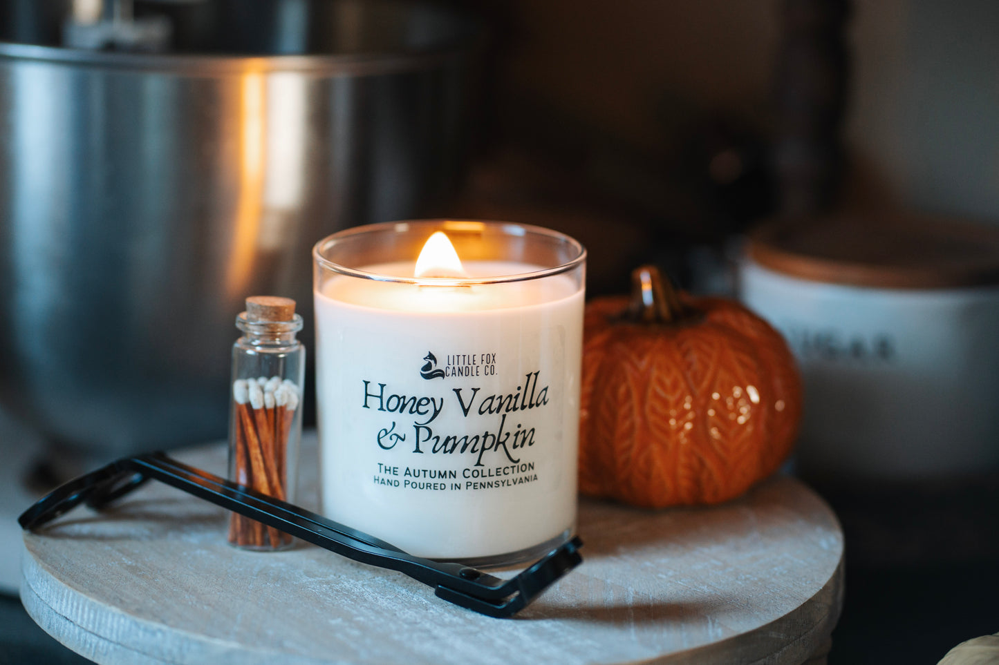 Honey Vanilla & Pumpkin Wooden Wick Candle