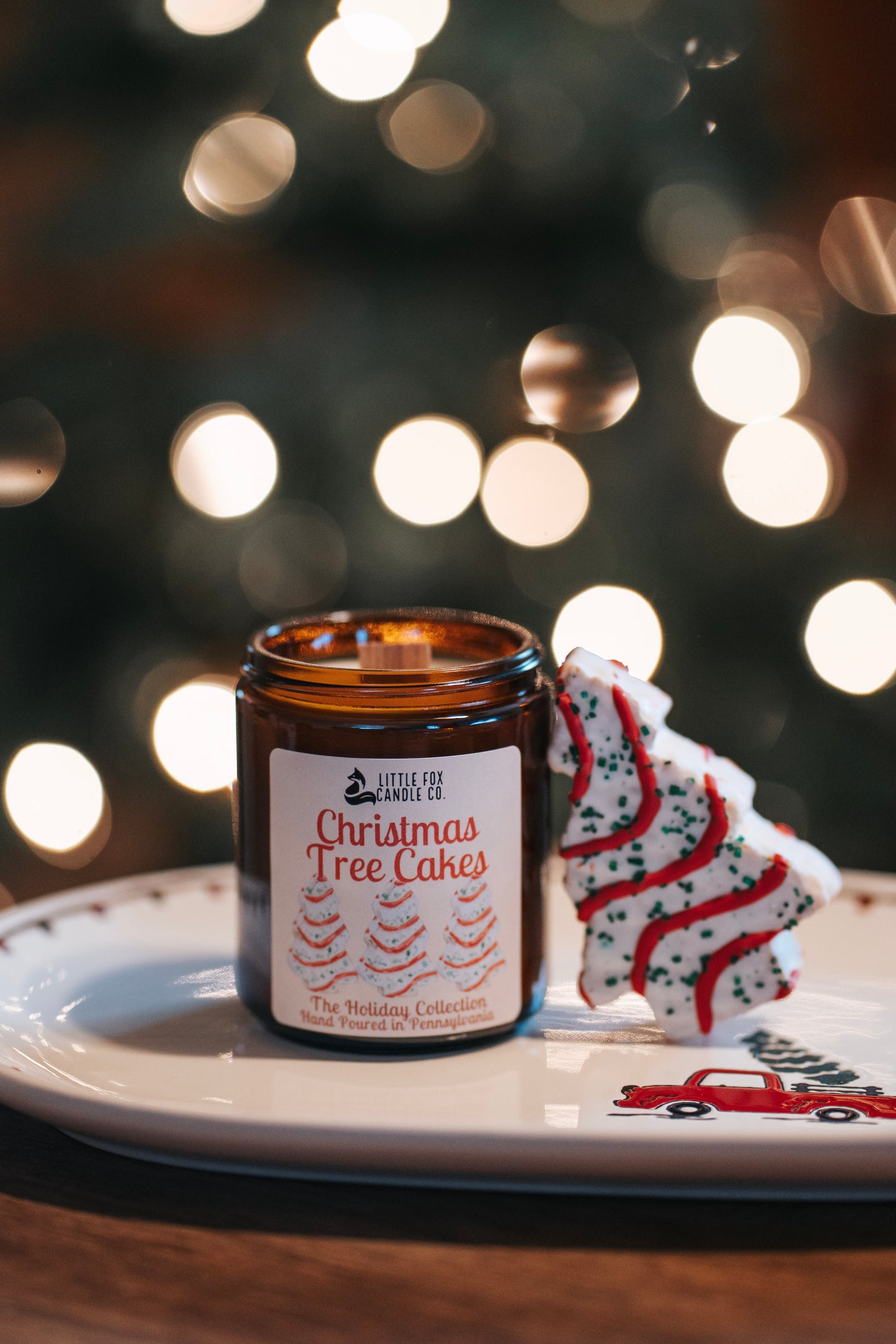 Christmas Tree Cakes Wooden Wick Candle