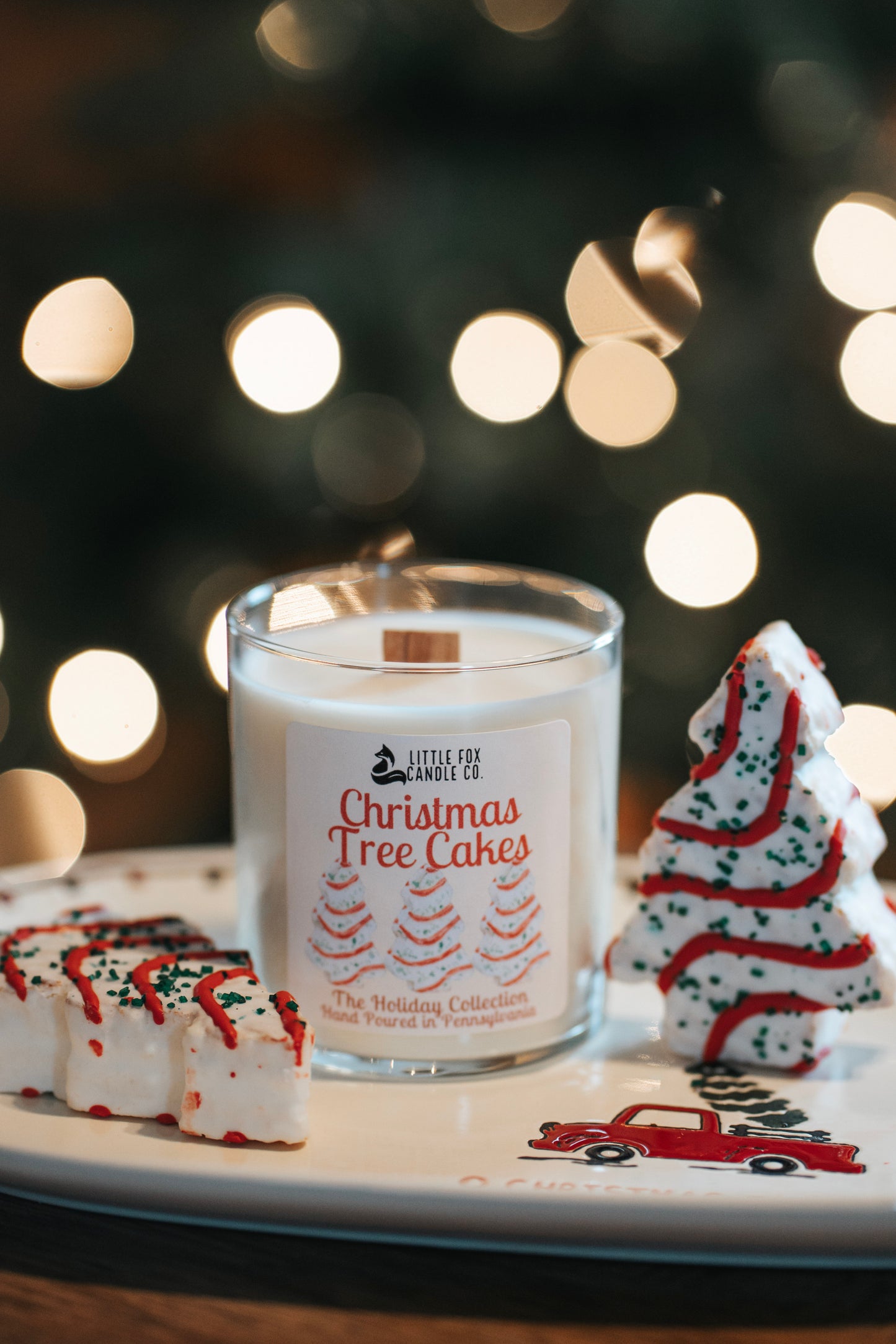 Christmas Tree Cakes Wooden Wick Candle