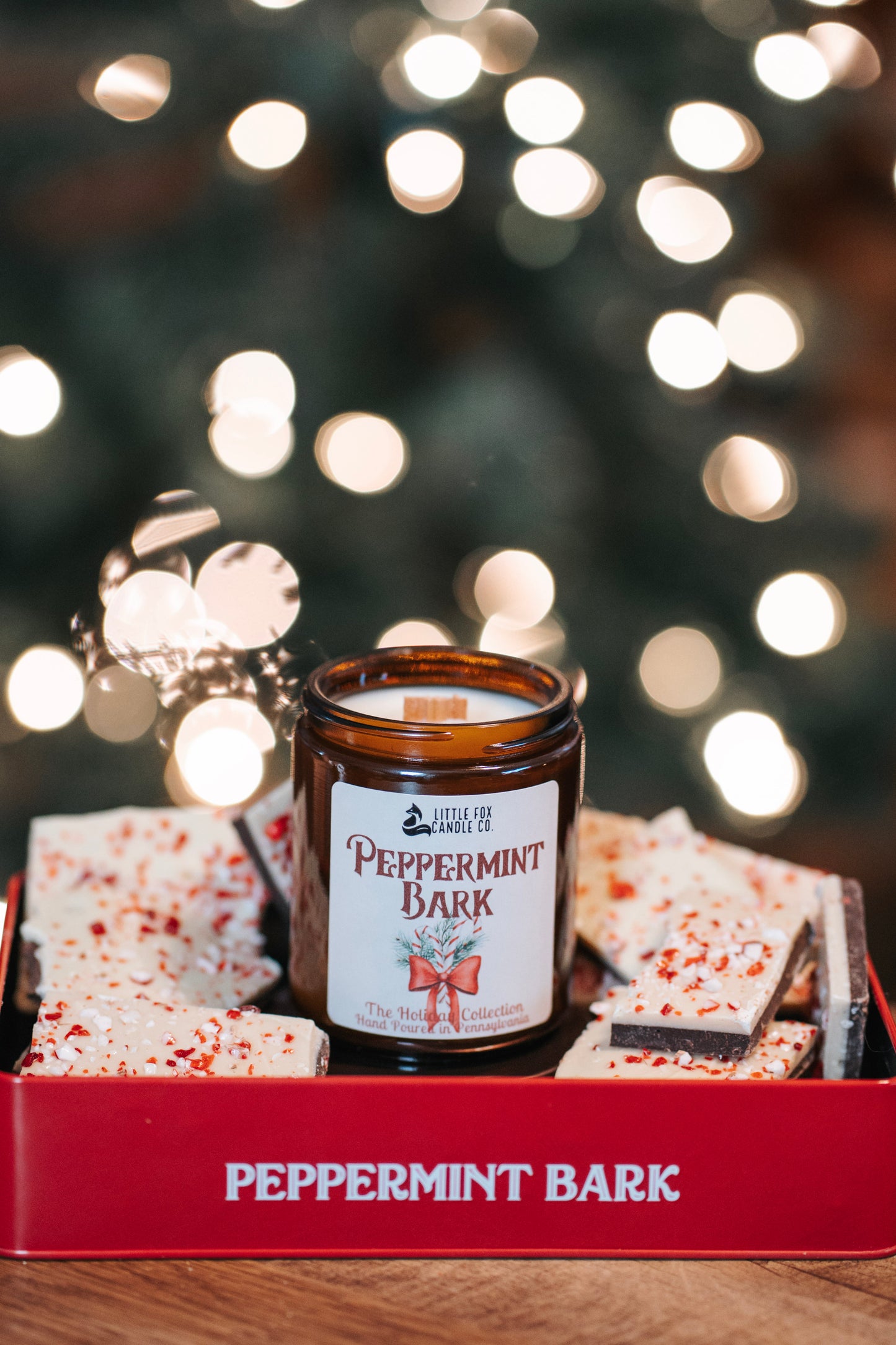 Peppermint Bark Wooden Wick Candle