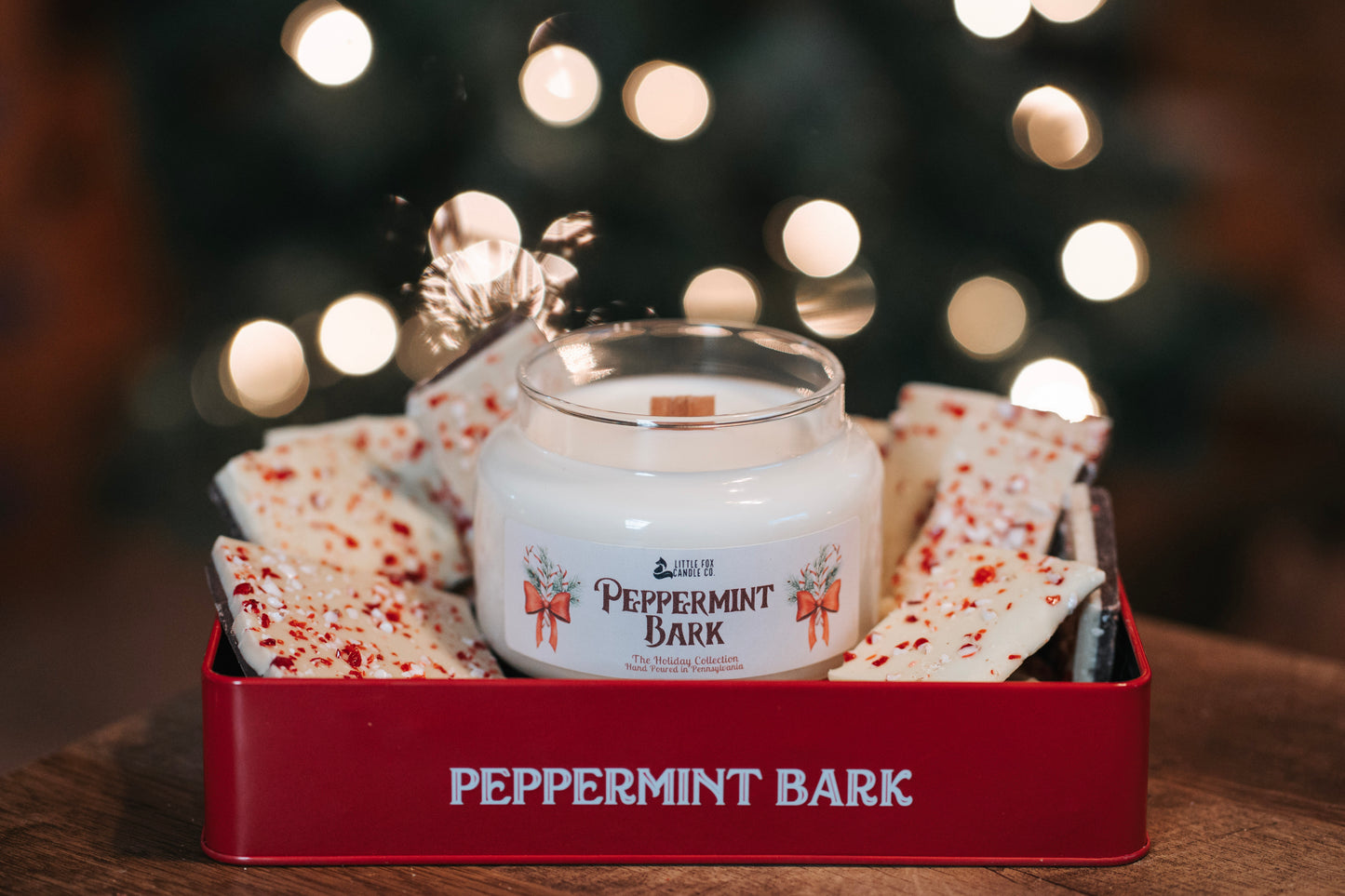 Peppermint Bark Wooden Wick Candle