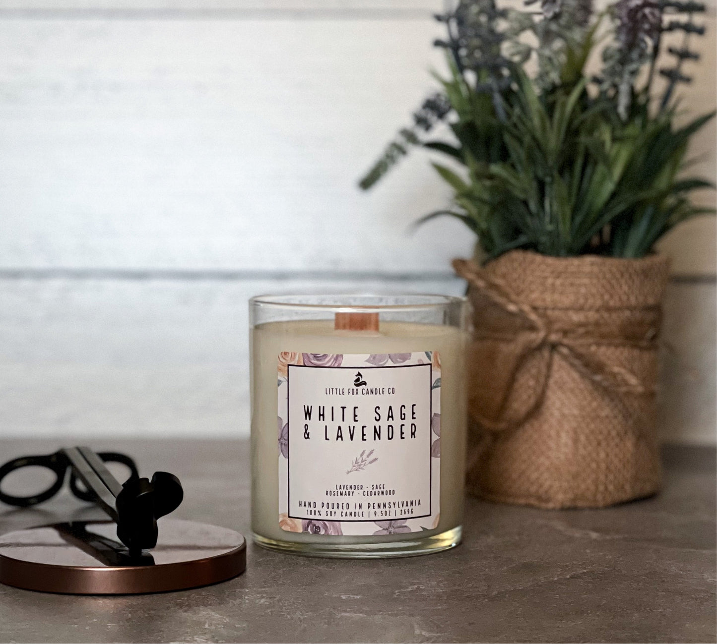 White Sage & Lavender Wooden Wick Candle